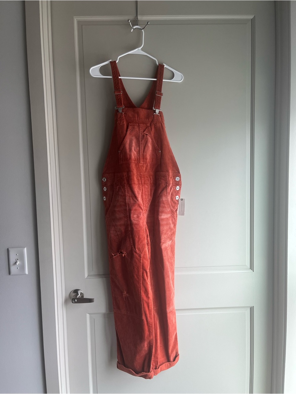 Anthropologie Rust Orange Corduroy Overalls